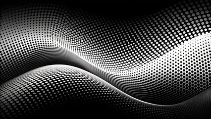 Canvas Print - A Dance of Diagonal Lines: Halftone Abstraction in Black and White  Generative AI