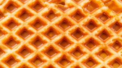 Sticker - Macro shot of the texture of Dutch stroopwafel showcasing the thin crispy waffles with a gooey caramel center 