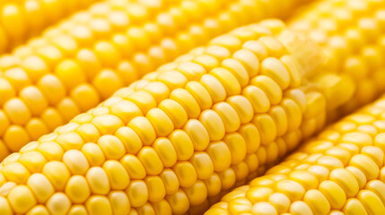 Wall Mural - Macro shot of the texture of a corn kernel showcasing the bright yellow color and smooth plump surface 