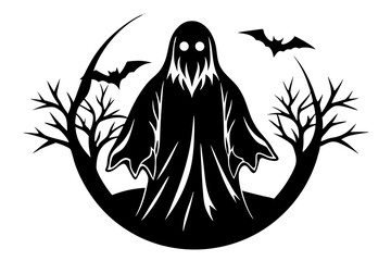 Canvas Print - Halloween famine ghost vector logo illustration silhouette design