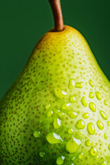 Wall Mural - Macro shot of the texture of a pears skin highlighting the green surface with russet patches and smooth texture 