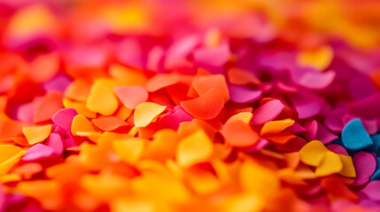 Wall Mural - Macro shot of the texture of fish flakes showcasing the thin colorful flakes with a delicate papery texture 