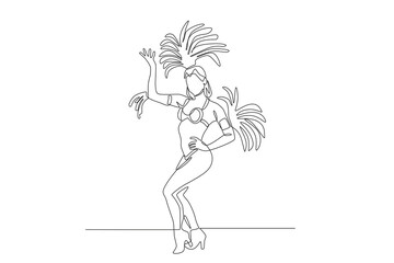 Samba dancer. Latin america concept one-line drawing