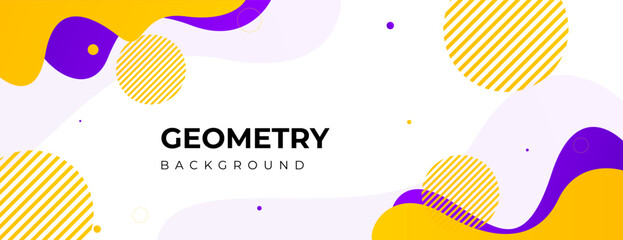 Sticker - yellow and purple geometric element background for banner design, poster, presentation, etc.