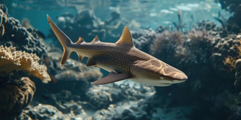 Wall Mural - Nurse shark swimming in tropical sea