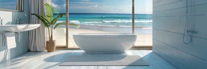 bathroom mockup, beach house interior design