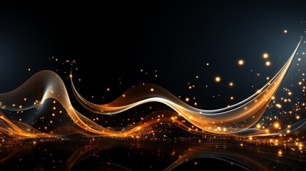 Wall Mural - Abstract liquid waves with golden lights.