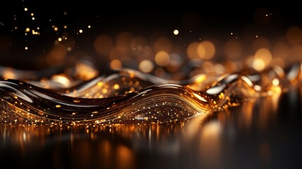 Wall Mural - Abstract liquid waves with golden lights.