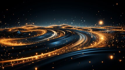 Wall Mural - Abstract liquid waves with golden lights.