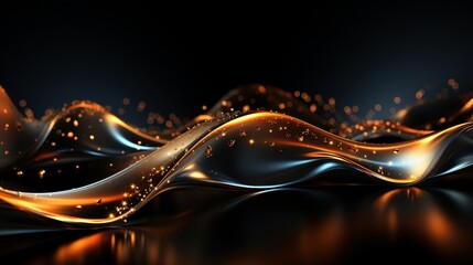 Wall Mural - Abstract liquid waves with golden lights.