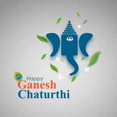 Wall Mural - Vector illustration of Happy Ganesh Chaturthi social media feed template