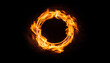 © hardvicore - Fiery ring of flames on black background. Blurred motion. Abstract burning round shape.