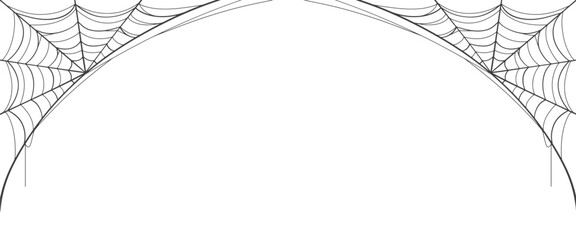 Wall Mural - Halloween horizontal frame black cobweb on transparent background ilustration vector. Halloween concept	