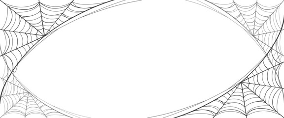 Wall Mural - halloween horizontal frame black cobweb on transparent background ilustration vector. halloween conc