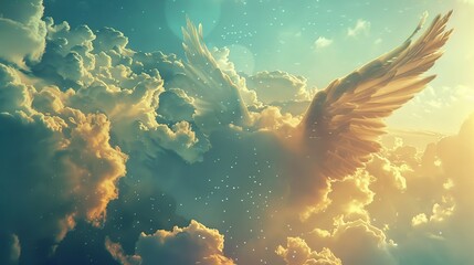 Poster - Angelic Wings Soaring Through the Clouds