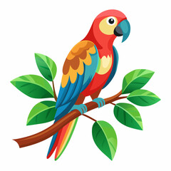 Canvas Print - vector art parrot sitting on-a tree branch 