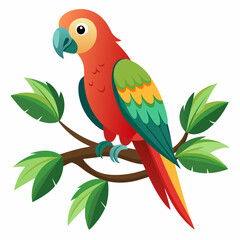 Canvas Print - vector art parrot sitting on-a tree branch 