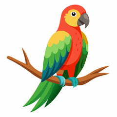 Canvas Print - vector art parrot sitting on-a tree branch 