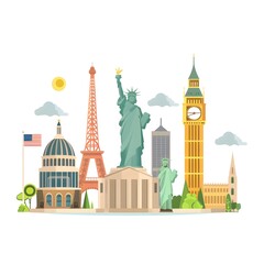 Famous Landmarks Around the World Illustration