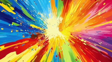 Poster - a colorful explosion of paint on a white background