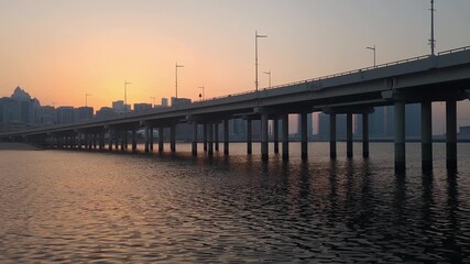 Wall Mural - Abu Dhabi cityscape during sunset time