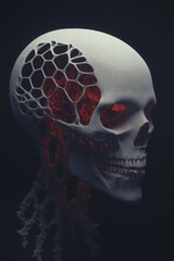 Sticker - a skull with a red skull head on it