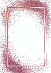 Sticker - a square frame with a pink glitter confetti