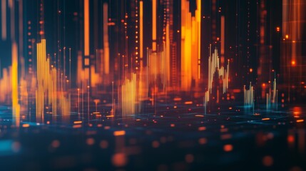 Leinwandbilder - Dynamic 3D financial graph with abstract elements and glowing data lines.