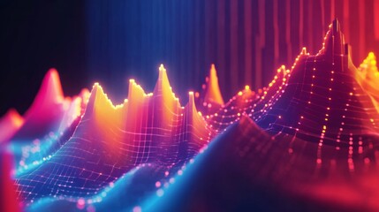 Leinwandbilder - Dynamic 3D financial graph with abstract geometric shapes representing data trends.