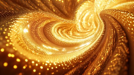 Aufkleber - Dynamic 3D golden vortex with luminous patterns, evoking a sense of infinite elegance.