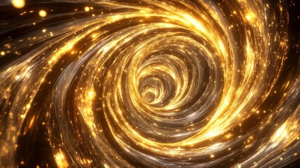 Aufkleber - Dynamic 3D golden vortex with luminous patterns, evoking a sense of infinite elegance.