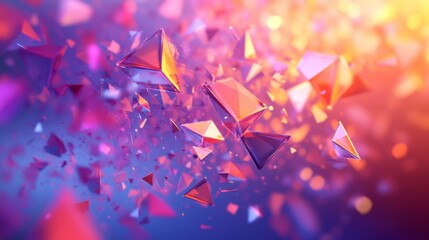 Leinwandbilder - Dynamic 3D rendering of polygonal shapes in motion, capturing an energetic and vibrant feel.