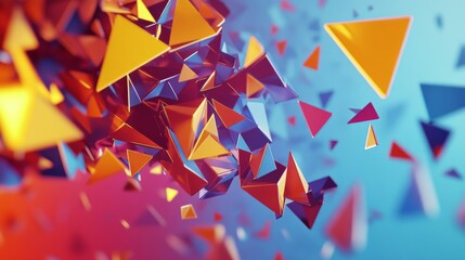Leinwandbilder - Dynamic 3D rendering of polygonal shapes in motion, capturing an energetic and vibrant feel.