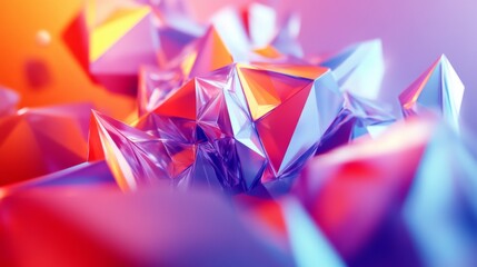 Leinwandbilder - Dynamic 3D rendering with colorful, rotating polygonal shapes and an energetic feel.