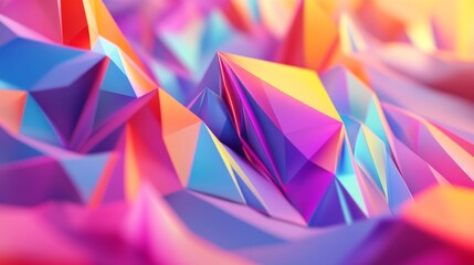 Aufkleber - Energetic 3D design with colorful, shifting polygonal shapes creating a lively atmosphere.