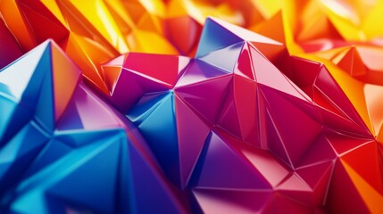 Leinwandbilder - Energetic 3D design with moving polygonal shapes in vibrant colors, creating a lively dynamic feel.