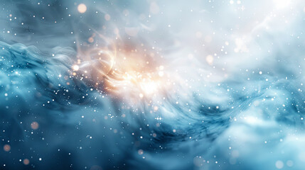 Wall Mural - abstract blue background with glowing lights bokeh stars and particles
