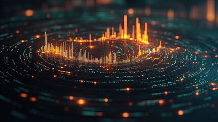 Wall Mural - digital data forming a circular structure with glowing lines