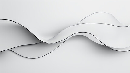 Wall Mural - abstract white wave background with black outline modern minimalist futuristic architecture wallpape