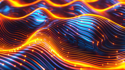 Wall Mural - abstract colorful neon glowing waves pattern technology background futuristic science fiction laser 