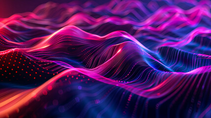 Wall Mural - Abstract colorful wave background with connecting dots and lines network connection structure big data digital background 3d rendering