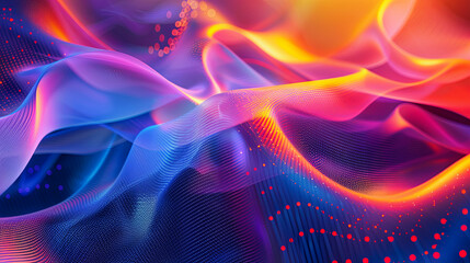 Wall Mural - abstract colorful wave background with connecting dots and lines data visualization digital backgrou