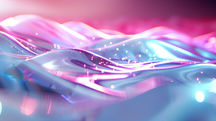 Wall Mural - abstract background vibrant pink blue gradient wavy smooth liquid surface shiny reflection futuristi
