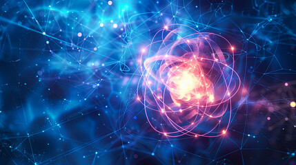 Wall Mural - abstract background atom biotechnology chemistry concept design digital element energy future innova