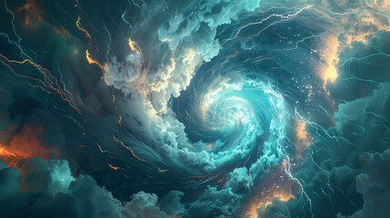 Wall Mural - swirling storm clouds energy lightning abstract background wallpaper design power nature dark dramat