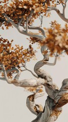 Wall Mural - Twisted Tree Branches with Autumn Leaves.