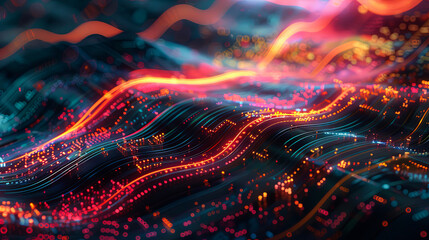 Wall Mural - abstract background with colorful waves technology information data communication concept futuristic