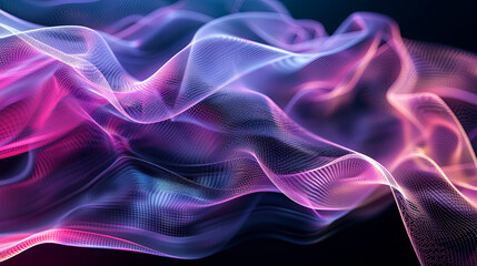 Wall Mural - abstract background digital wave particles pink purple neon glowing waves technology science theme