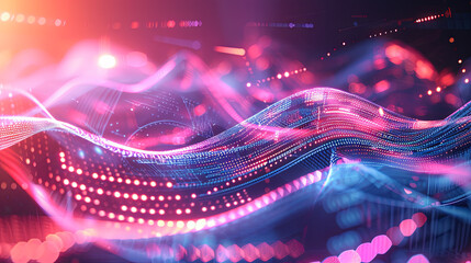 Wall Mural - abstract digital wave background technology binary code network futuristic illustration data science
