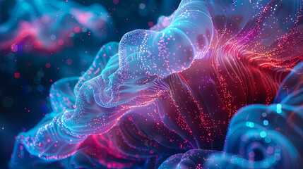 Wall Mural - abstract background vibrant colors particles digital art futuristic design illustration fluid shape 